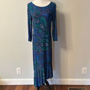 Chico’s Blue Green Sheath Dress | Travel Friendly, Classic Style, Resort Wear